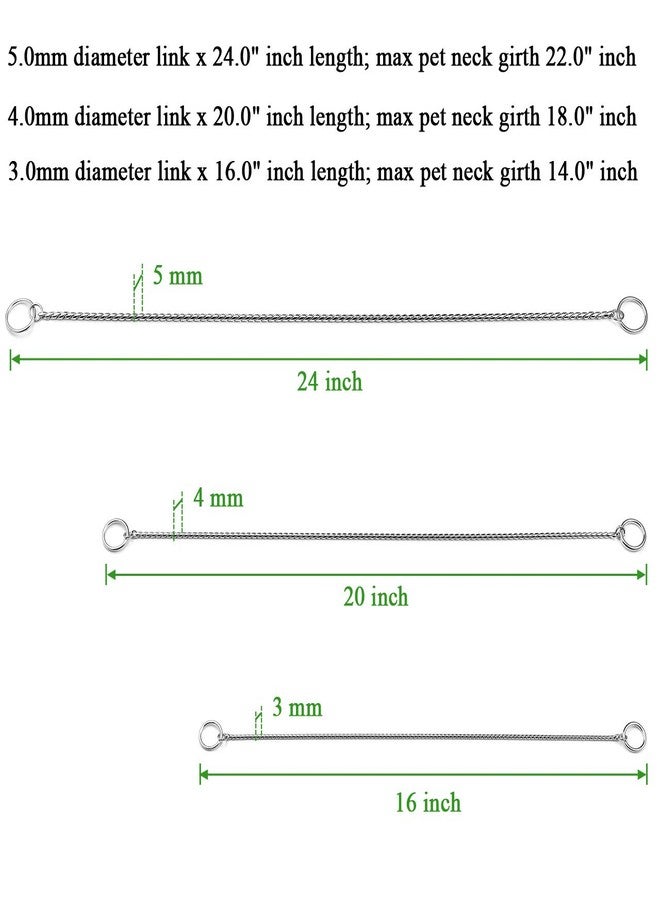Mogoko Stainless Steel Dog Choke Chain Collar, Puppy Metal Snake Chain Pet Show Slip Collar Choker for Training Walking (Silver;16.0"*3.0mm) - Image 4